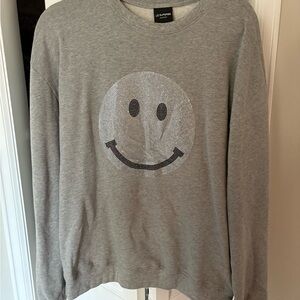 Gray Smiley Face sparkle le superbe Sweater